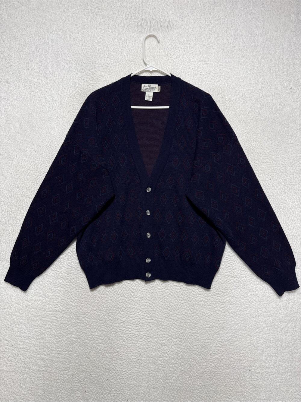 Vintage Sears Roebuck Sweater Cardigan Mens Large Multicolor Italy Grandpa Retro